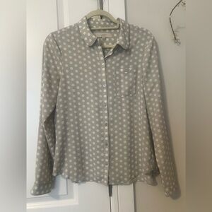 LOFT brand Gray Button Down Shirt with Notched Collar  size Small